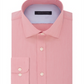 Camisa social masculina Tommy Hilfiger de manga comprida lisa, vermelha, tamanho 17,5-36/37