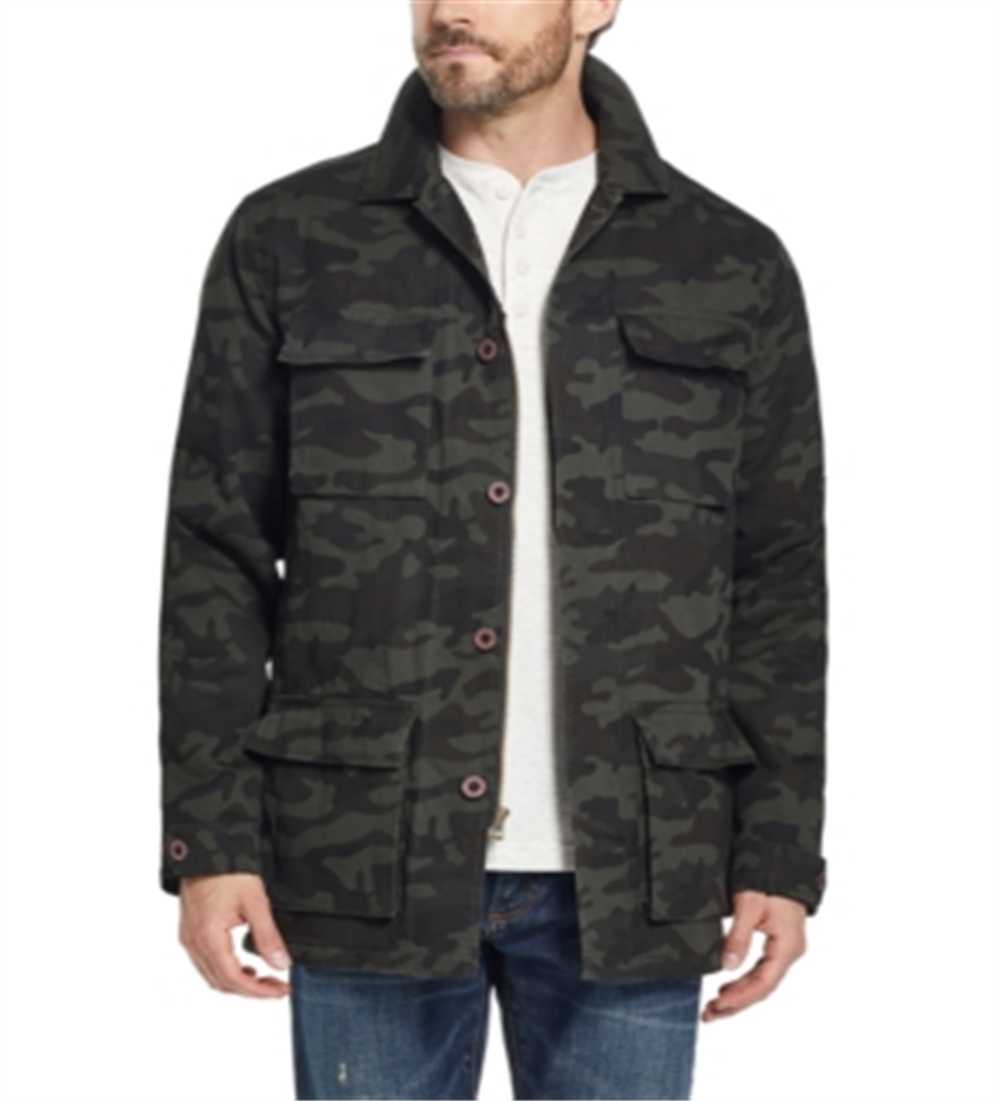 Jaqueta camuflada vintage masculina à prova de intempéries com forro de lã verde tamanho grande