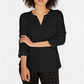 Charter Club Petite Supima Cotton Top com decote aberto para mulheres, preto, tamanho pequeno S