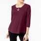 Alfani Feminino Keyhole Cano Alto-Baixo Vermelho Tamanho X-Grande