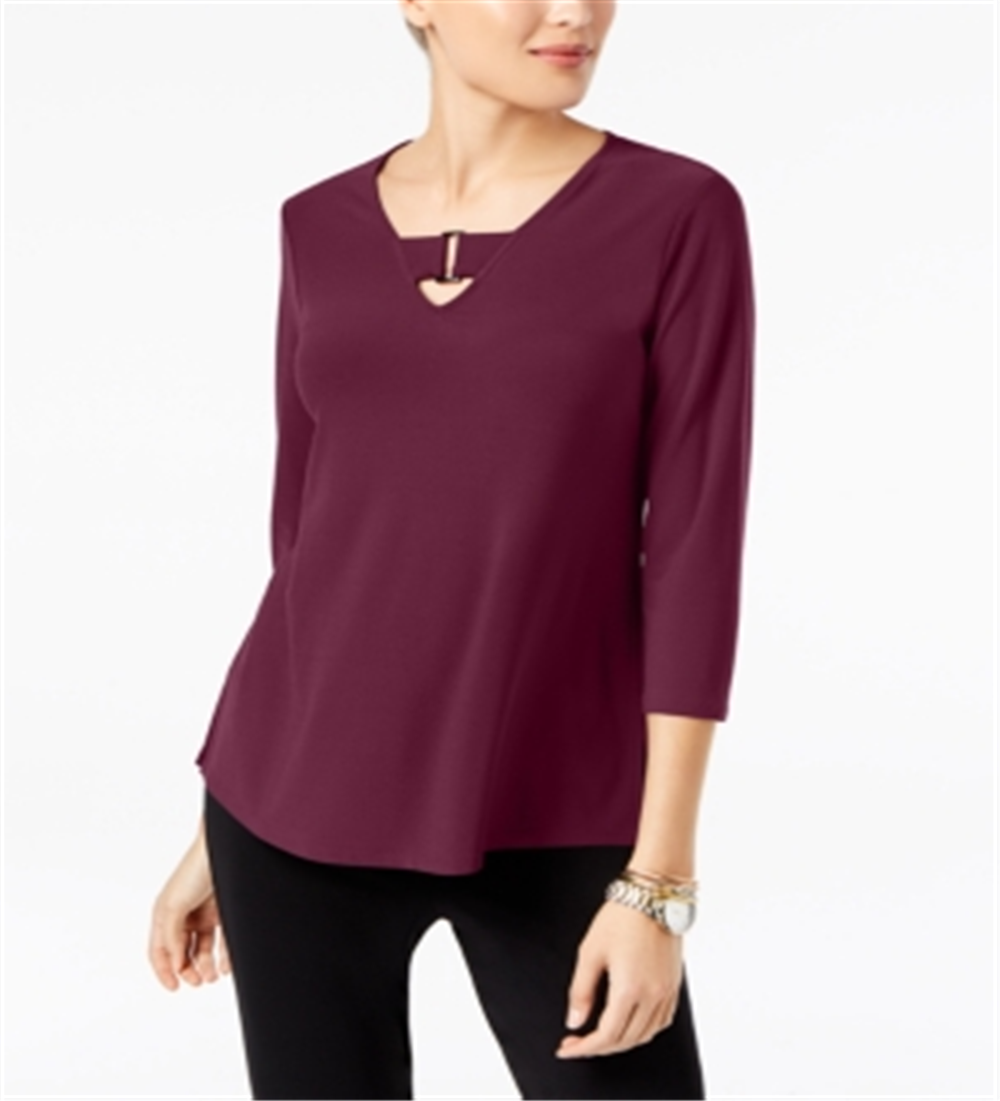 Alfani Feminino Keyhole Cano Alto-Baixo Vermelho Tamanho X-Grande
