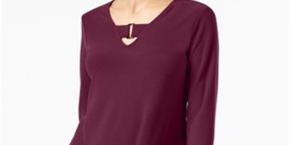 Alfani Feminino Keyhole Cano Alto-Baixo Vermelho Tamanho X-Grande
