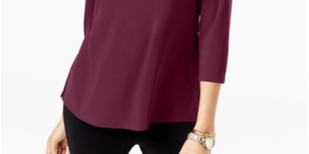 Alfani Feminino Keyhole Cano Alto-Baixo Vermelho Tamanho X-Grande