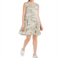 Vestido feminino estilo &amp; co, estampado, evasê, sem mangas, cinza, tamanho extrapequeno