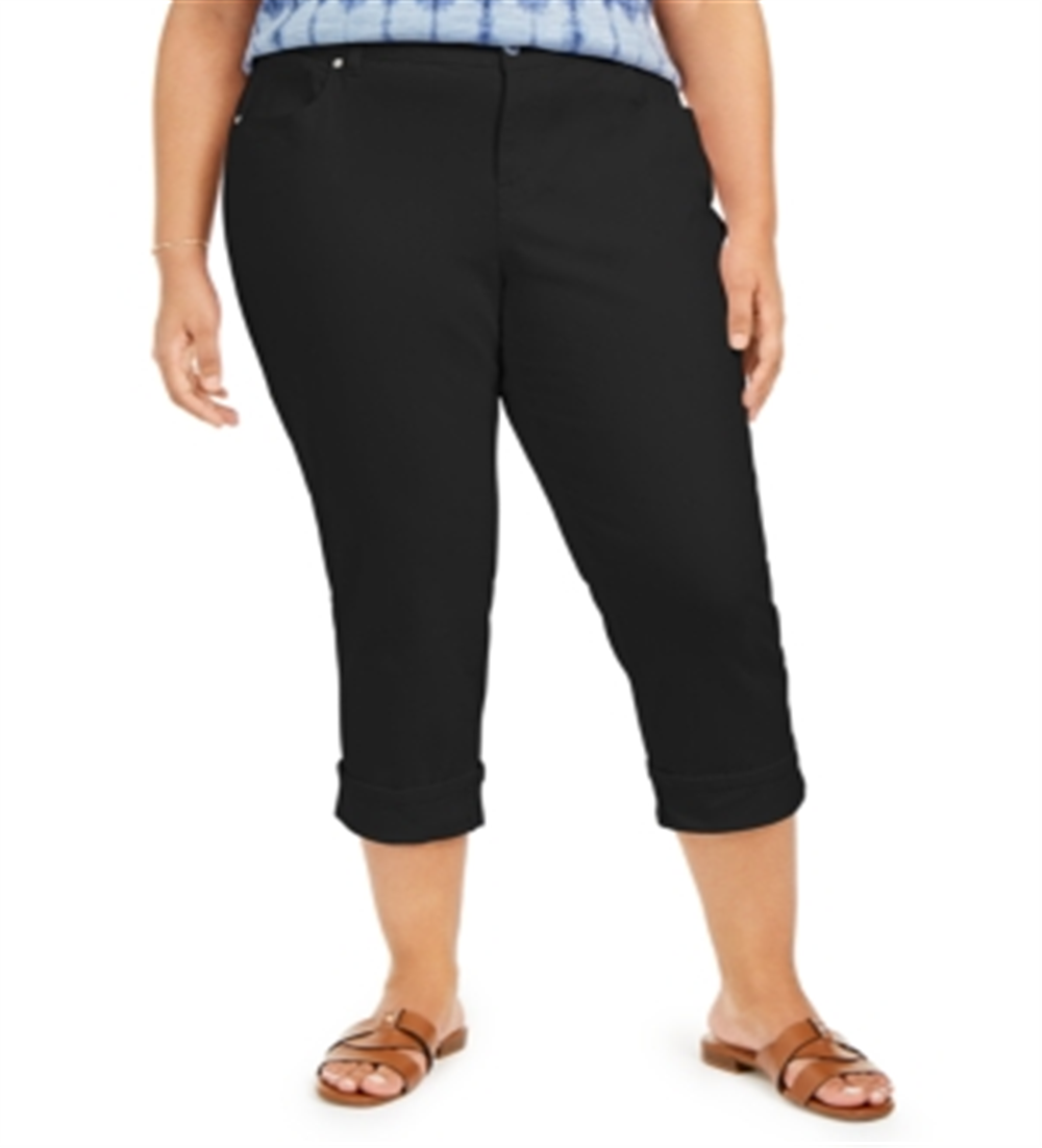 Jeans curto com controle de barriga feminino Style &amp; Co Plus, preto, tamanho pequeno