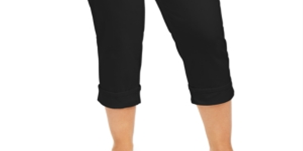 Jeans curto com controle de barriga feminino Style &amp; Co Plus, preto, tamanho pequeno