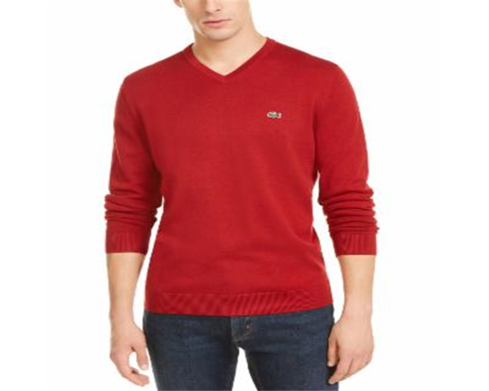 Suéter Lacoste Masculino Gola V Vermelho Tamanho 6