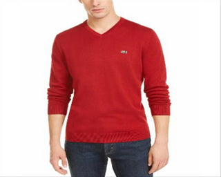Lacoste Men's V-Neck Sweater Red Size 6