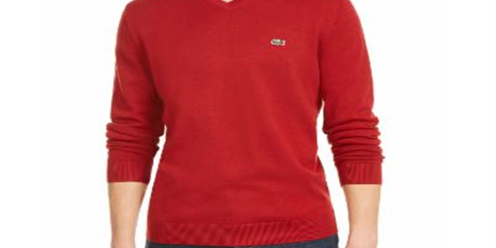 Suéter Lacoste Masculino Gola V Vermelho Tamanho 6
