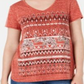 Blusa feminina com decote em V e estampa gráfica estilo &amp; co, laranja, tamanho grande