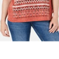 Blusa feminina com decote em V e estampa gráfica estilo &amp; co, laranja, tamanho grande