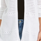 Cardigan feminino de malha Pointelle com frente aberta, tamanho pequeno, branco, Charter Club