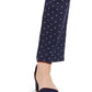 Calça jeans feminina Lexington com estampa de bolinhas e perna reta, azul, tamanho 4, pequena