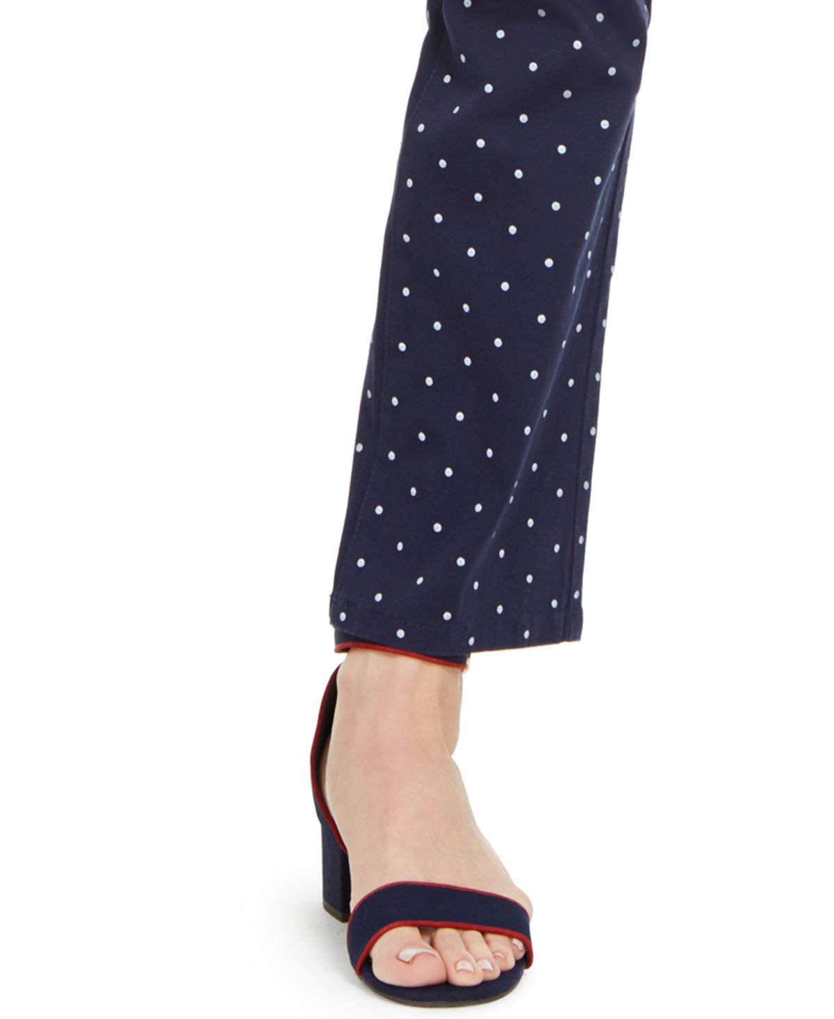 Calça jeans feminina Lexington com estampa de bolinhas e perna reta, azul, tamanho 4, pequena