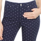 Calça jeans feminina Lexington com estampa de bolinhas e perna reta, azul, tamanho 4, pequena