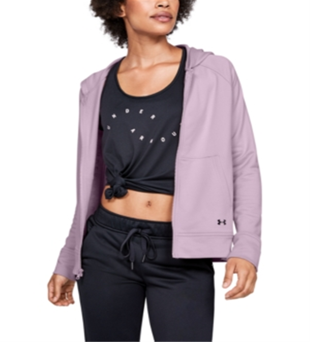 Moletom com capuz feminino Under Armour Tech Terry Zip Rosa Tamanho Médio