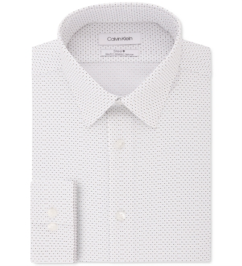 Camisa social slim fit com estampa de bolinhas Calvin Klein masculina, branca, tamanho GG