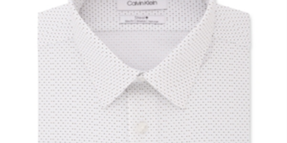 Camisa social slim fit com estampa de bolinhas Calvin Klein masculina, branca, tamanho GG