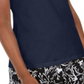 Regata feminina Karen Scott com decote em forma de fechadura, azul, tamanho extragrande