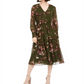 Vestido feminino Taylor com estampa floral e decote em V, verde, tamanho 16