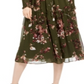 Vestido feminino Taylor com estampa floral e decote em V, verde, tamanho 16