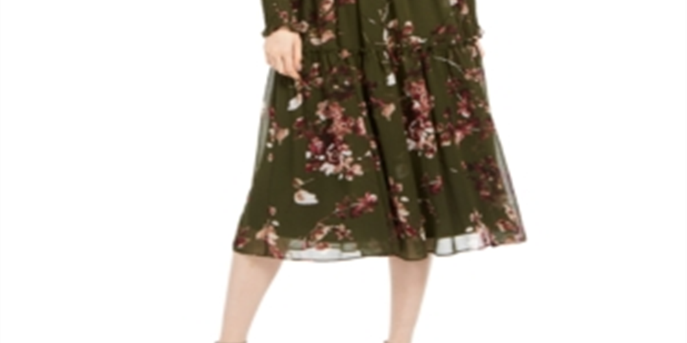 Vestido feminino Taylor com estampa floral e decote em V, verde, tamanho 16