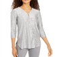Blusa feminina com estampa metálica e zíper, tamanho XS, cinza, da coleção JM