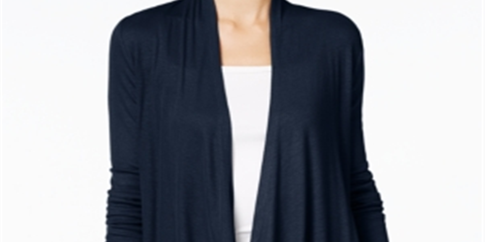 Cardigan feminino Petite com abertura frontal da Inc International Concepts - Azul crepúsculo profundo, tamanho Petite S
