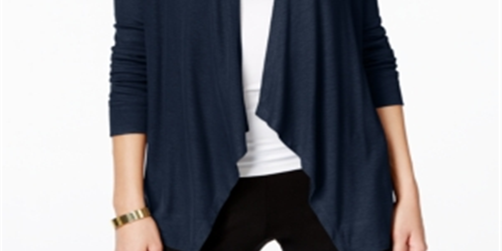 Cardigan feminino Petite com abertura frontal da Inc International Concepts - Azul crepúsculo profundo, tamanho Petite S