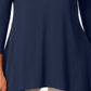 JM Collection Blusa feminina com decote em V e bainha em lenço, azul, tamanho X-S