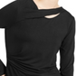 Top feminino Petite com decote em V da Inc International Concepts, preto, tamanho Petite S