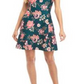 Vestido feminino Vince Camuto estampado estilo Scuba Fit and Flare, verde, tamanho 8