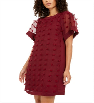 Vestido texturizado com bolinhas Alfani feminino, tamanho 4, vinho