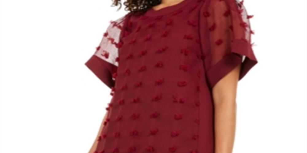 Vestido texturizado com bolinhas Alfani feminino, tamanho 4, vinho
