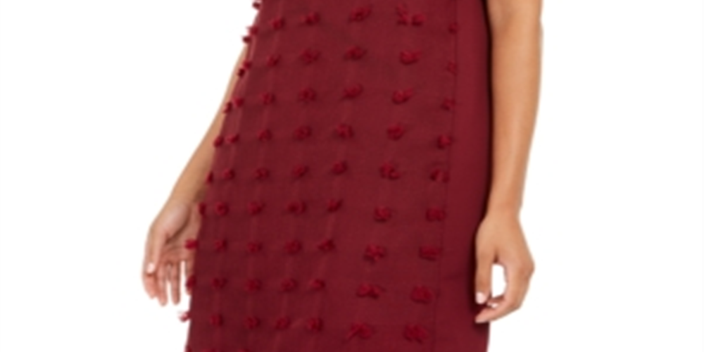 Vestido texturizado com bolinhas Alfani feminino, tamanho 4, vinho
