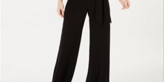Connected Apparel Women's  Embellished Sleeveless Cowl Neck Evening Jumpsuit Black Size 12