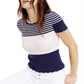 Blusa feminina Maison Jules com estampa listrada e acabamento recortado, azul, tamanho XX-S