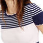 Blusa feminina Maison Jules com estampa listrada e acabamento recortado, azul, tamanho XX-S