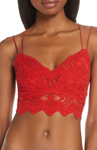 Bralette Ilektra para mulheres Free People, algodão vermelho, tamanho médio