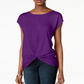 Blusa feminina com frente torcida, roxa, tamanho pequeno, da INC International Concepts