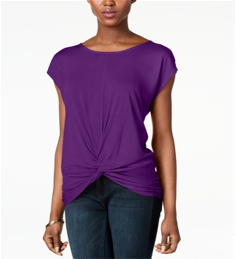 Blusa feminina com frente torcida, roxa, tamanho pequeno, da INC International Concepts