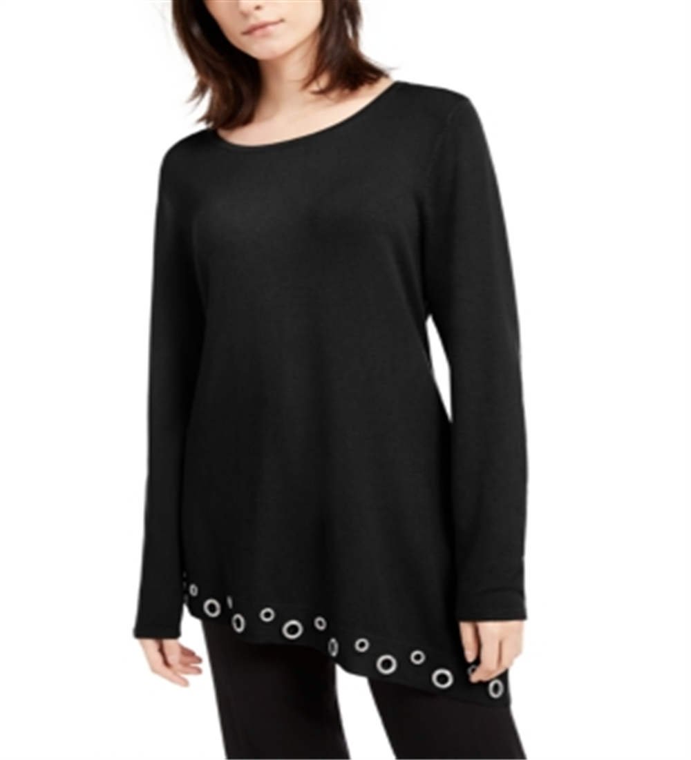 Blusa feminina com bainha grommet da Inc International Concepts - Preto profundo, tamanho M
