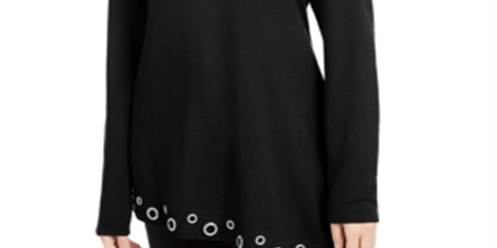 Blusa feminina com bainha grommet da Inc International Concepts - Preto profundo, tamanho M