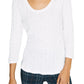 Blusa feminina Sanctuary Ruby com decote redondo e manga 3/4 canelada, branca, tamanho XXG