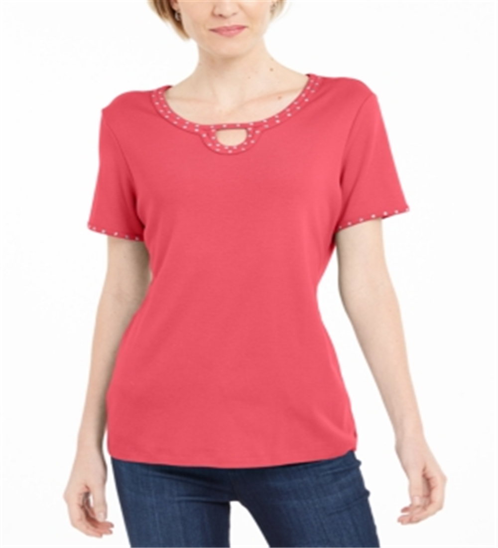 Karen Scott Top Feminino com Tachas e Decote em V Laranja Tamanho P