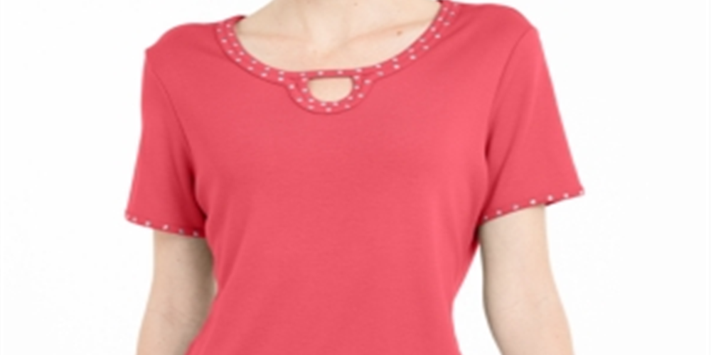 Karen Scott Top Feminino com Tachas e Decote em V Laranja Tamanho P