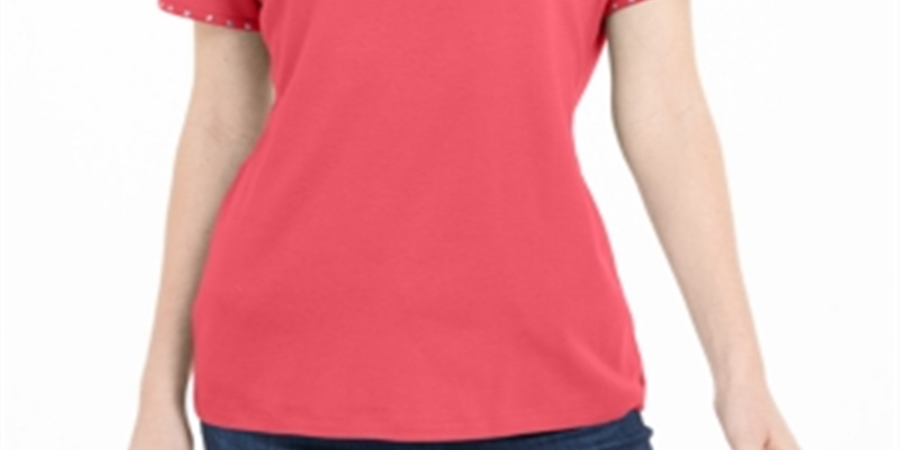 Karen Scott Top Feminino com Tachas e Decote em V Laranja Tamanho P