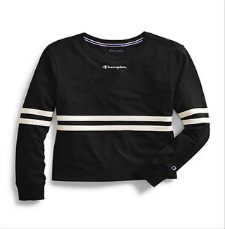 Camiseta feminina Champion Heritage Script Logo manga comprida azul tamanho P