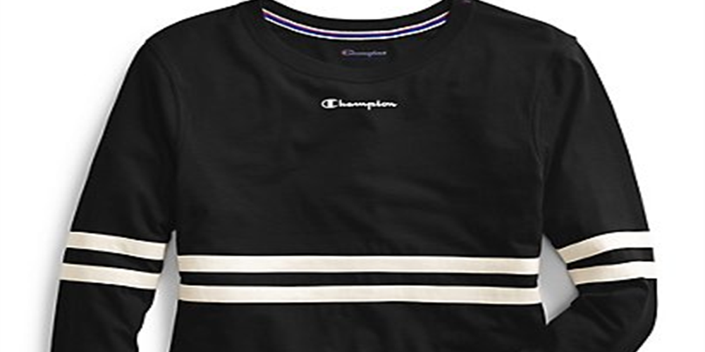 Camiseta feminina Champion Heritage Script Logo manga comprida azul tamanho P