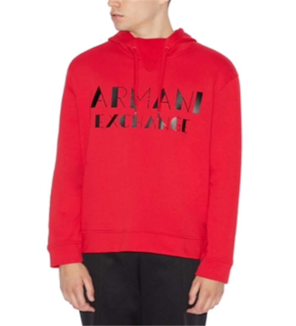 Moletom com capuz masculino AX Armani Exchange com logotipo Marquee vermelho tamanho XX-G
